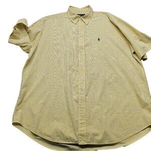 Ralph Lauren Blake Yellow Plaid Button-Down Shirt XL 100% Cotton Classic Fit